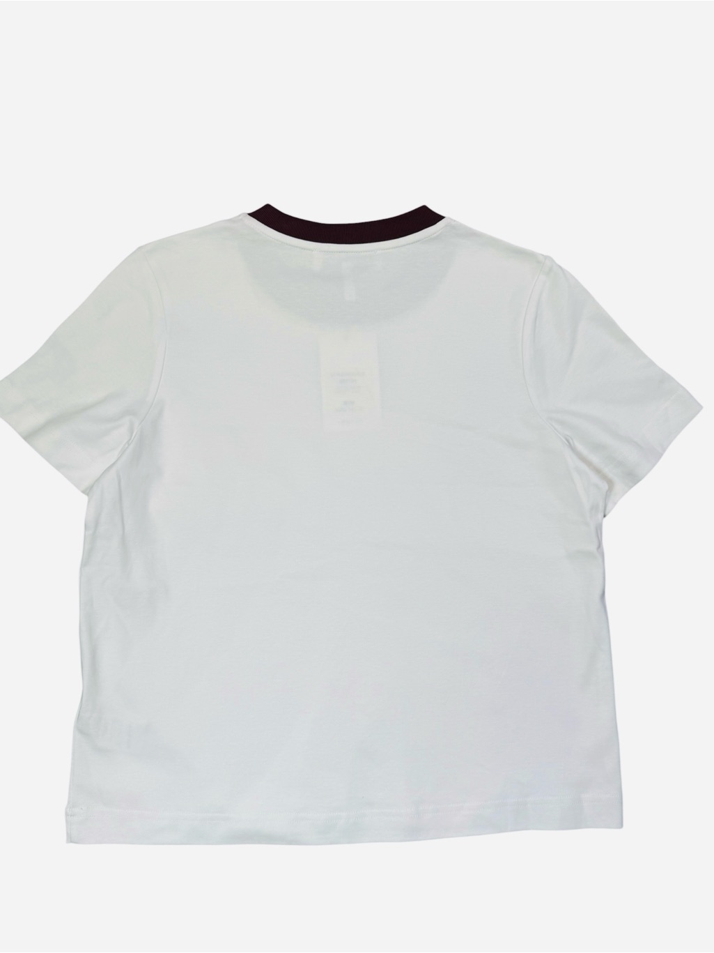 New Nu-In White Short Sleeve Tee With Brown Collar Made In Portugal Size M — image 3 of 8